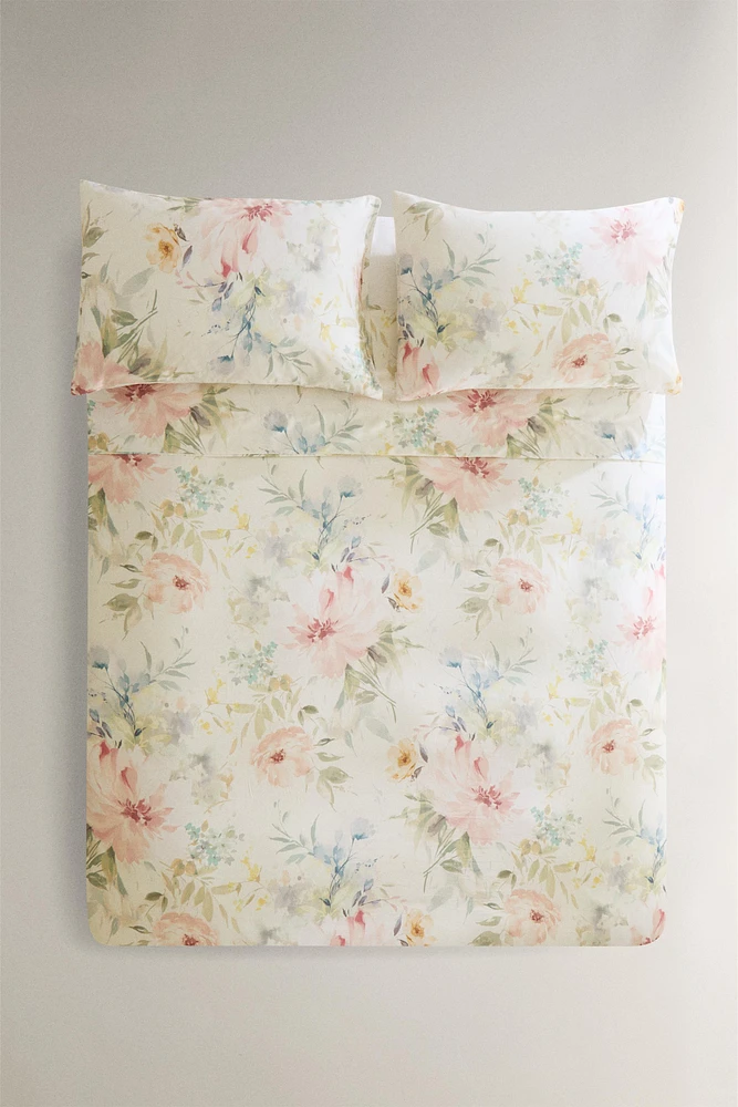 FLORAL PRINT SATEEN DUVET COVER