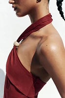 ROBE MIDI HALTER EN LIN