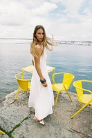 LINEN STRAPPY MIDI DRESS