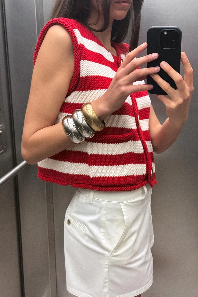 STRIPED KNIT VEST TOP