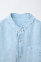 LINEN MANDARIN COLLAR SHIRT