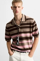 JACQUARD STRIPED KNIT POLO SHIRT