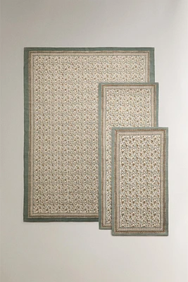 TAPIS IMPRIMÉ FLORAL BLOCK PRINT