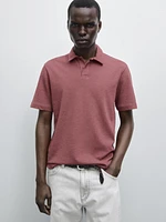 Textured piqué short sleeve polo shirt