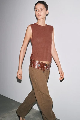 LINEN KNIT VEST TOP