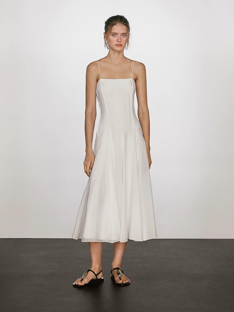 Robe midi bretelles fluide
