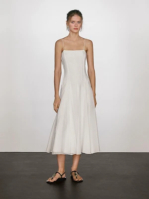 Robe midi bretelles fluide
