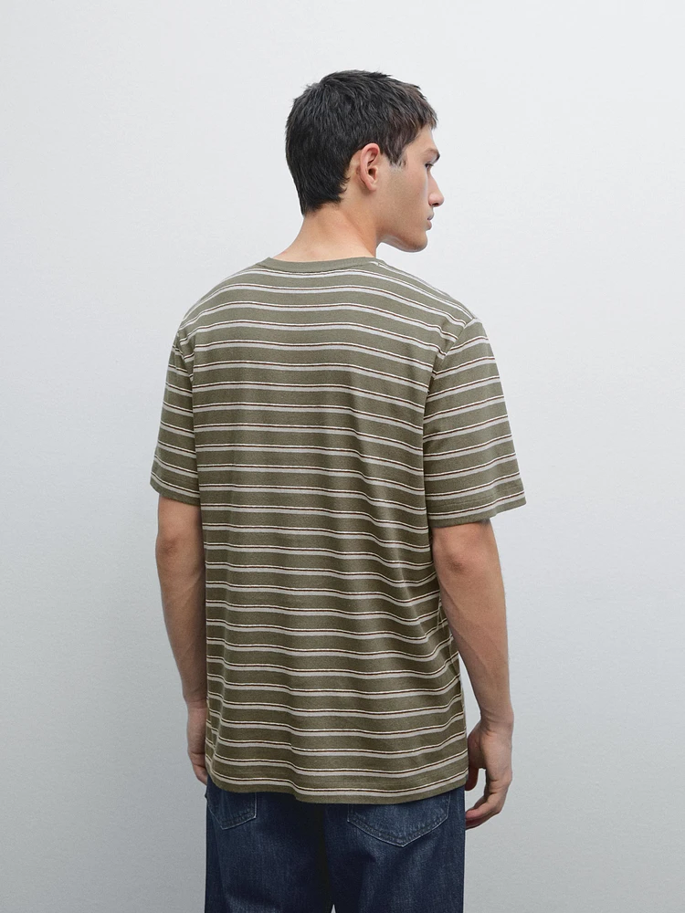 T-shirt à rayures coton et lin