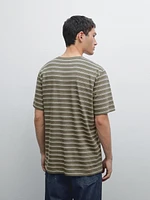 T-shirt à rayures coton et lin