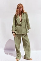 STRAIGHT LEG PANTS WITH OPENWORK EMBROIDERY