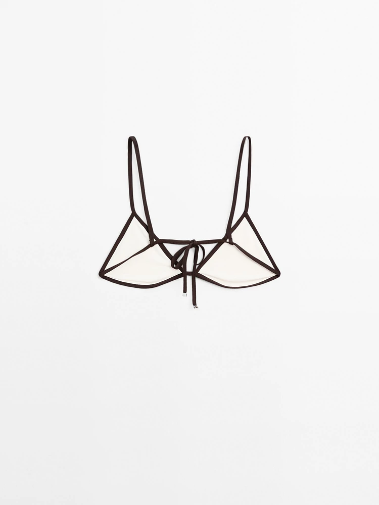Contrast triangle bikini top