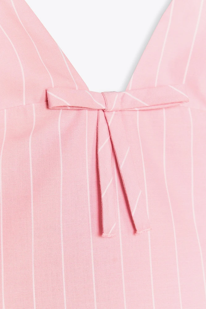SHORT STRIPED BOW DRESS