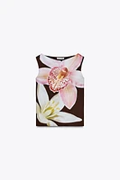 TOP EN POLYAMIDE À FLEURS