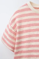 TEXTURED WOVEN STRIPE T-SHIRT