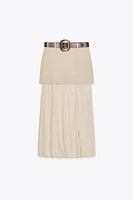 JUPE MIDI COMBINÉE CEINTURE