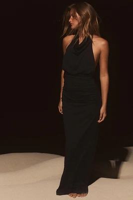 LONG OPEN BACK HALTER DRESS
