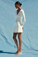 BELTED PLAIN KNIT JACKET
