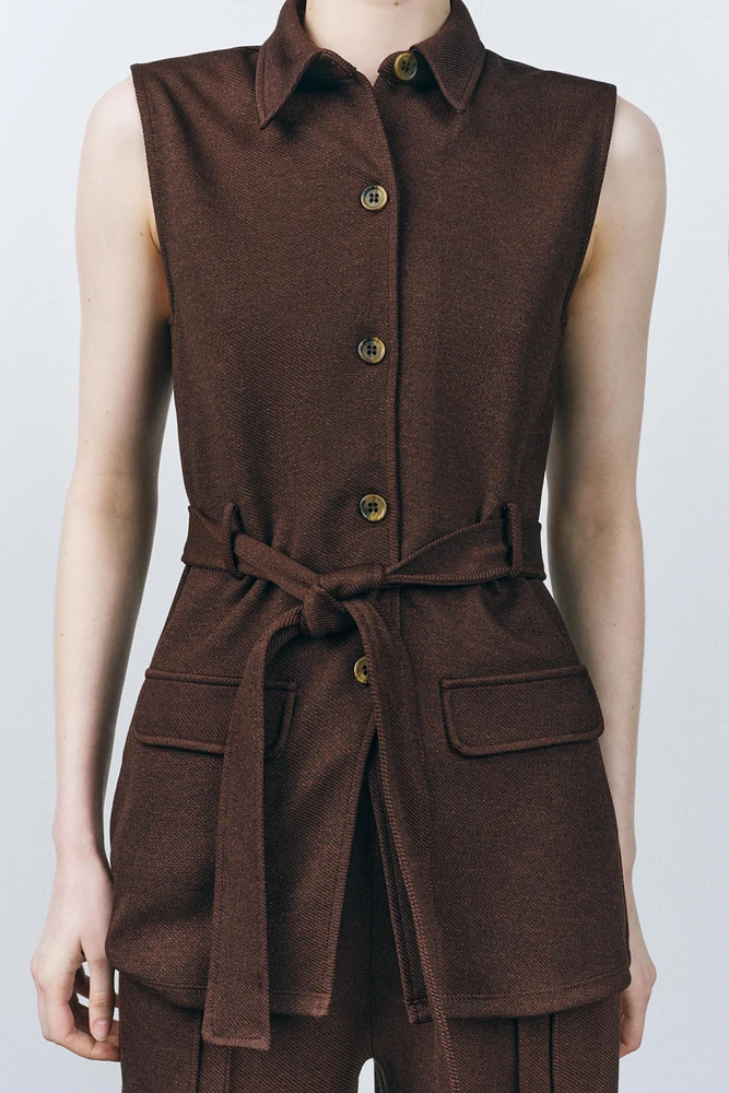 TWILL BELTED VEST