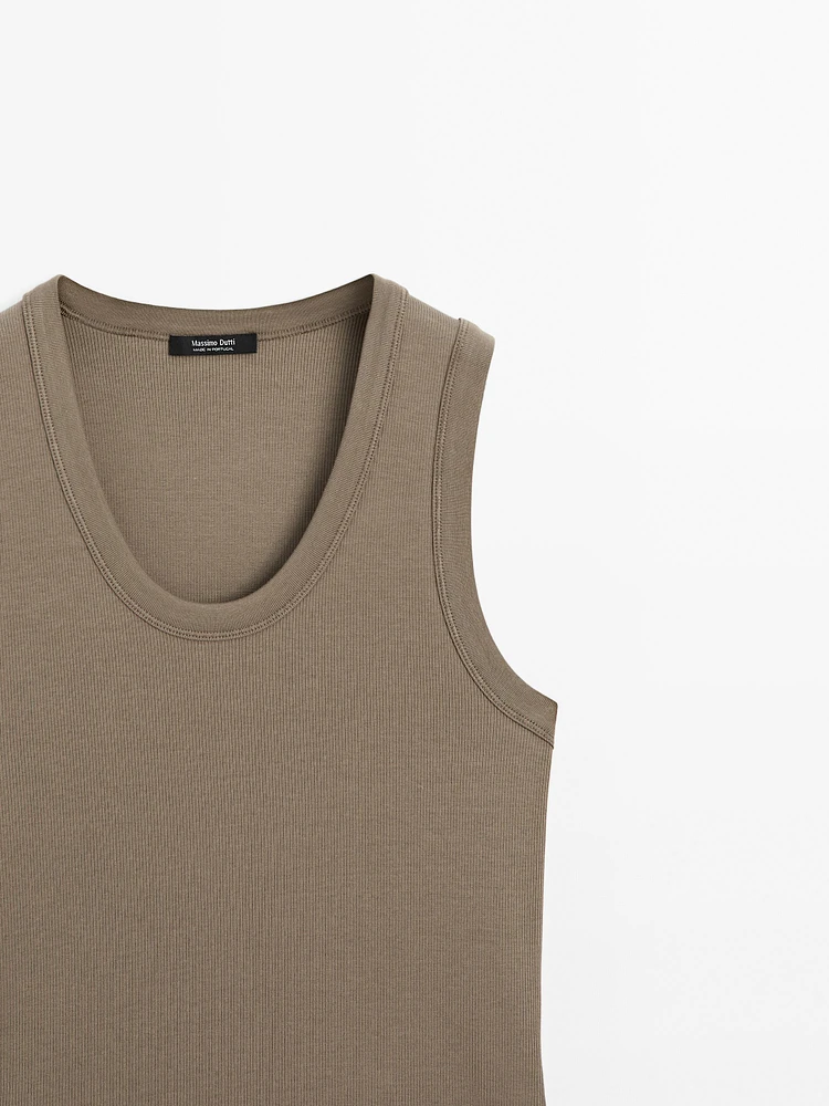 Cotton blend round neck T-shirt