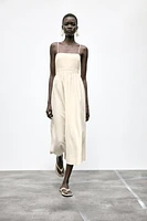 ROBE MIDI AVEC LIN BRETELLES FANTAISIE