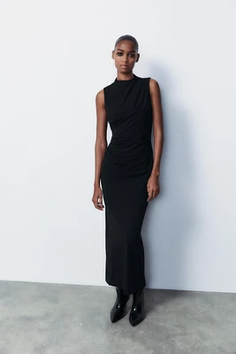 RUCHED MIDI DRESS