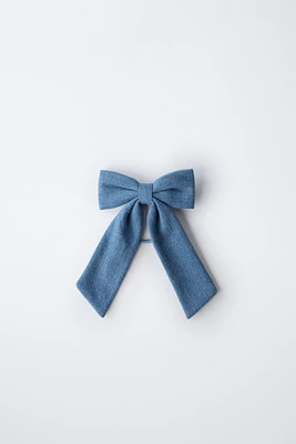 DENIM BOW CLAW CLIP HAIR TIE