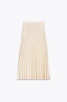 PLEATED SATIN MIDI SKIRT