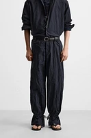 PANTALON EN COTON À EFFET PLISSÉ