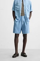 100% LINEN WASHED BERMUDA SHORTS