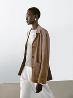 Blazer fluide en cuir finition daim