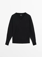 Knit 100% cashmere V-neck sweater