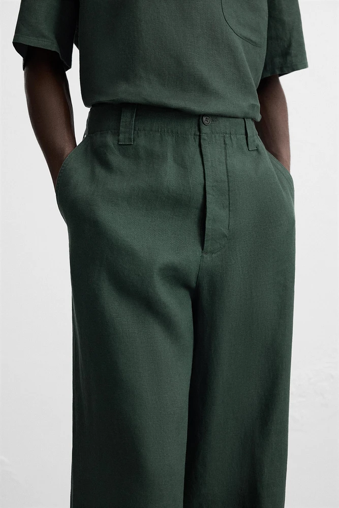 PANTALON STRAIGHT FIT 100 % LIN
