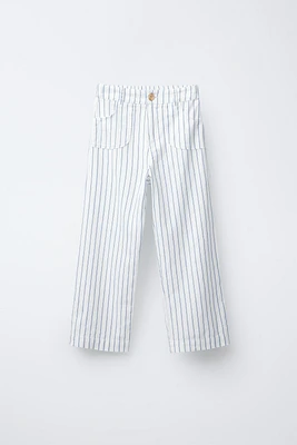 STRIPED LINEN BLEND PANTS