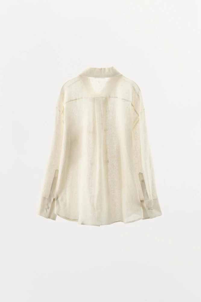 CHEMISE EN LIN 100 % À COL CROISÉ