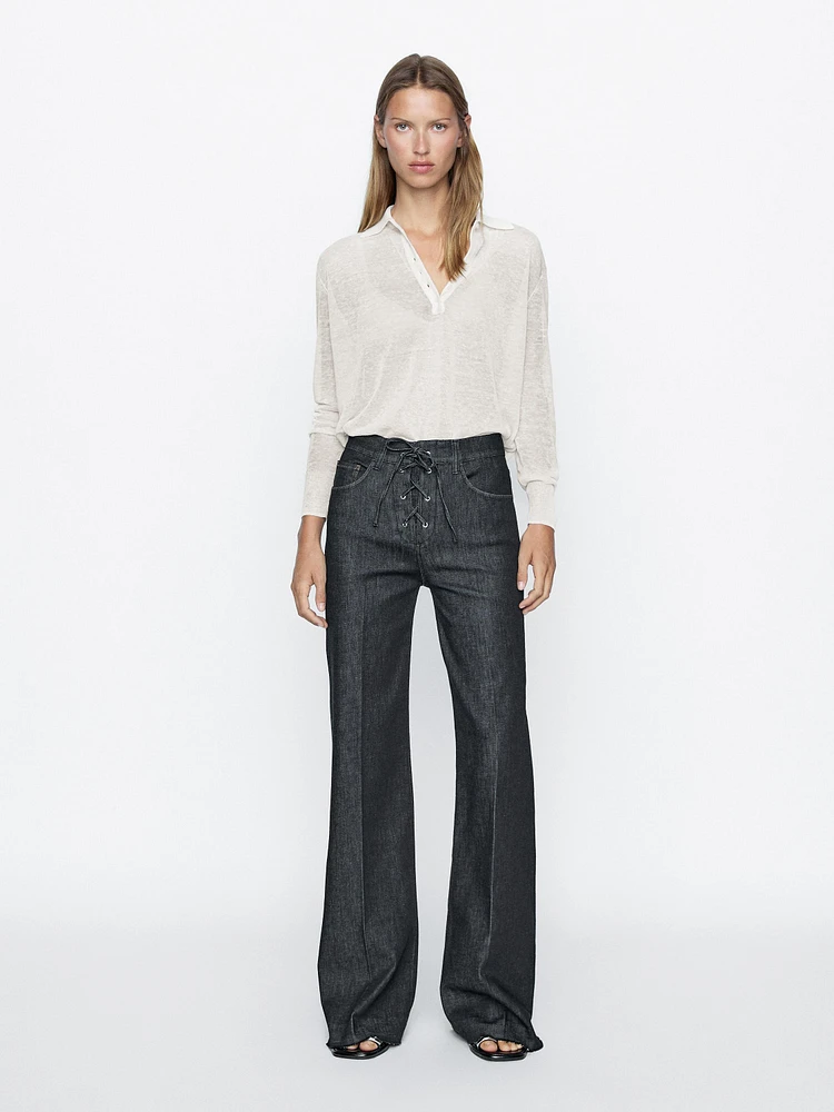 Flared high-waist jeans