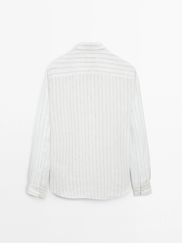 Chemise regular fit 100 % lin rayures