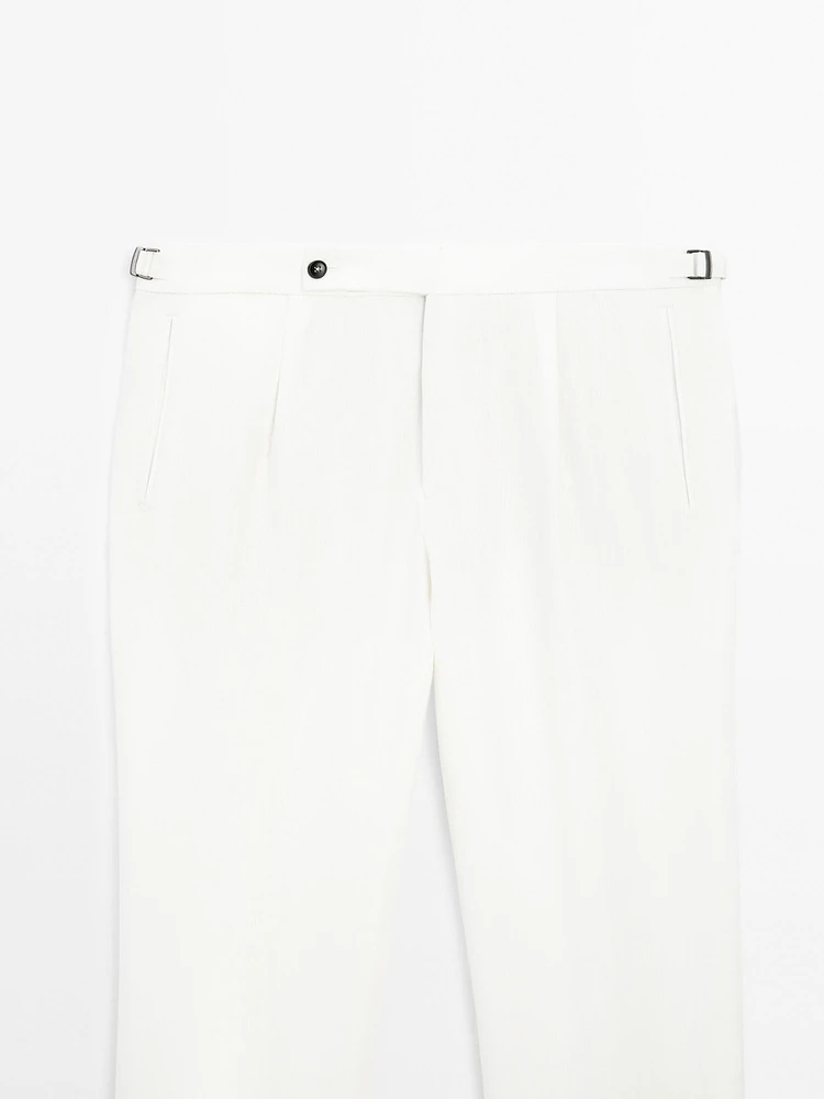 Pantalon à pinces 100 % lin