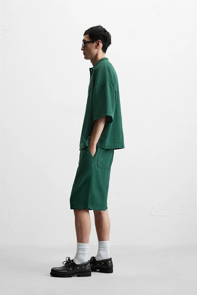 TEXTURED CARPENTER POCKET SHORTS