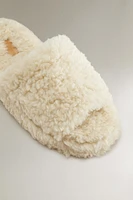 FAUX FUR PLATFORM SLIPPERS