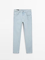 Slim fit cotton denim trousers