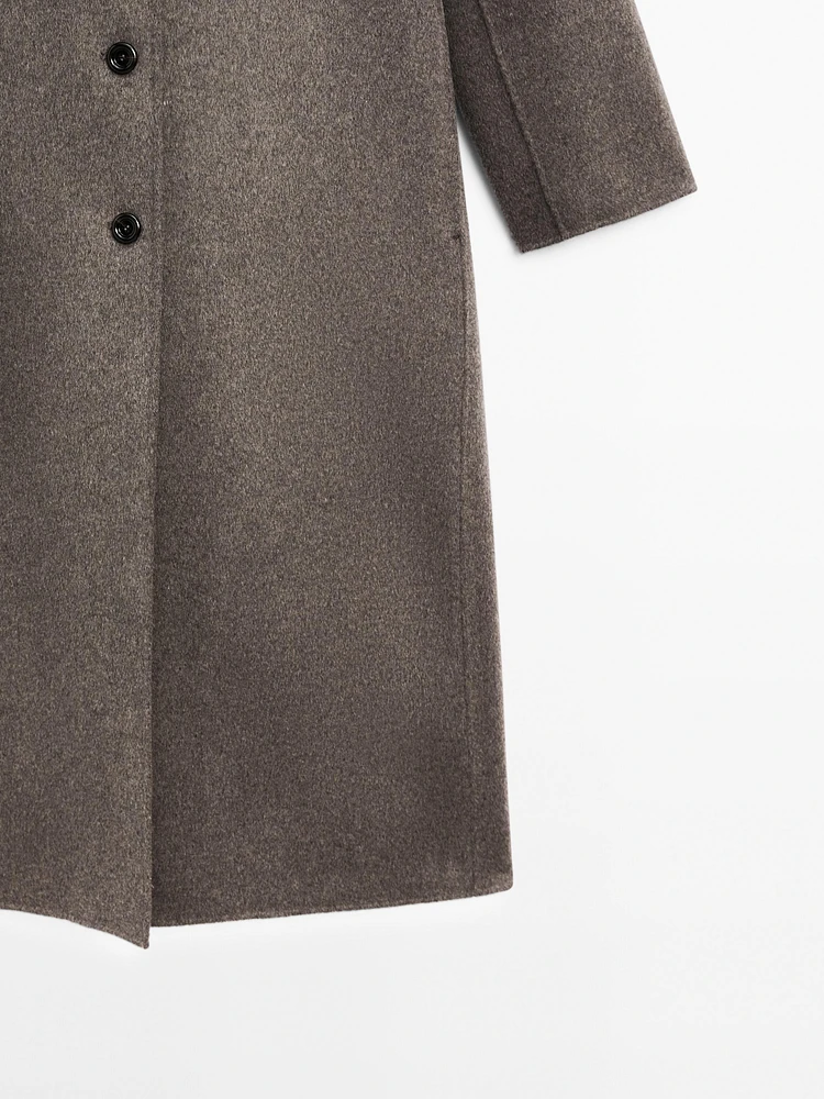Manteau à col montant en laine mélangée