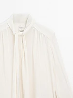 Flowing semi-sheer shirt with tie detail - Studio