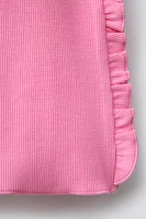 EMBROIDERED RUFFLE RIB TANK