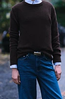 CASHMERE AND WOOL BLEND BASIC SWEATER