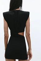 CUT OUT SHOULDER PAD DRESS