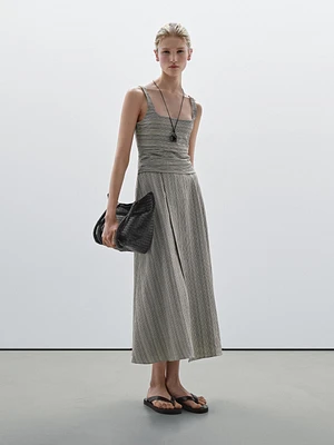 Striped flounce midi dress