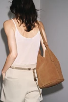 SAC SEAU SOFT ASYMÉTRIQUE EN CROÛTE DE CUIR