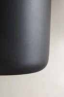 BLACK RESIN BATHROOM TRASH CAN WITH LID