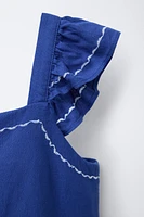 LINEN TOPSTITCHED DRESS