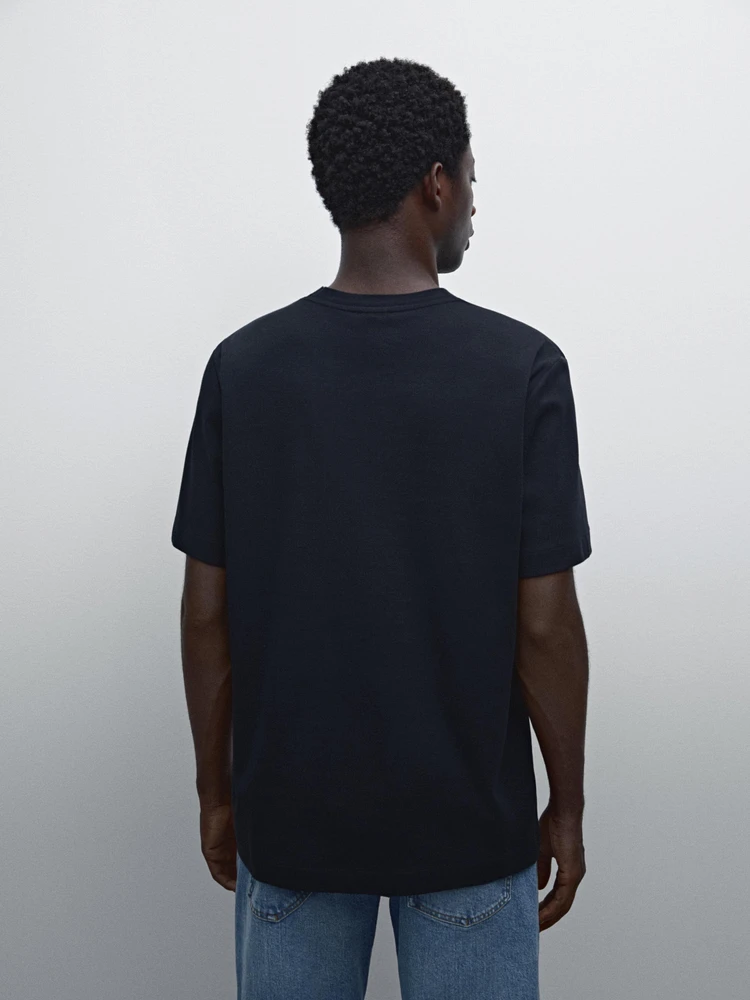 T-shirt à col côtelé en coton